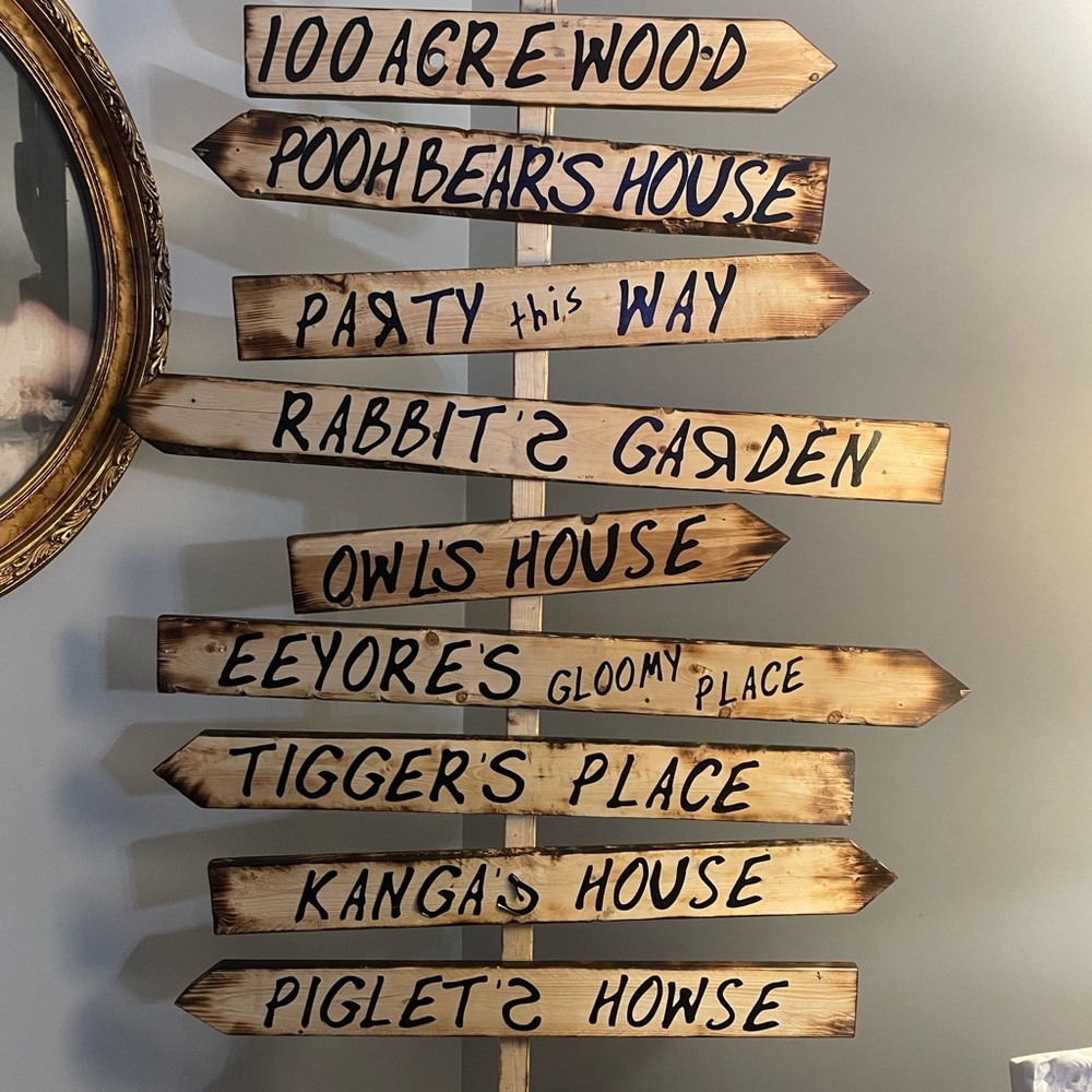 Winnie the Pooh handmade sign.  I am selling all 10 signs with lettering.